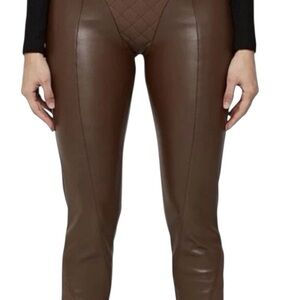 Maniere de Voir Brown quilted faux leather pants